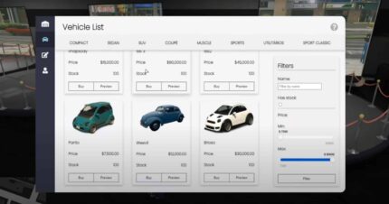 VehicleShop System V13 + Showroom MLO [CarShop][Dealership][Extended][Simulator][Standalone]