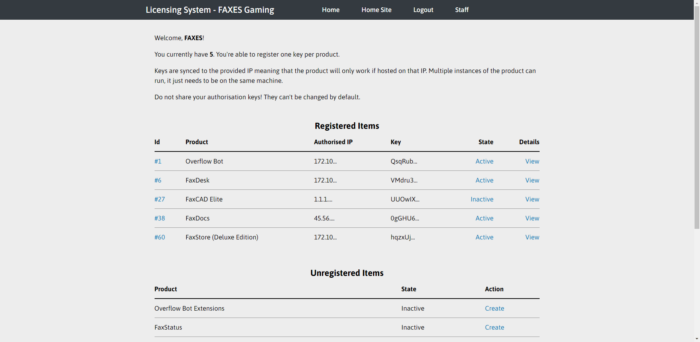 Website Licensing System